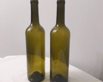 Empty Clean Olive Green Wine Bottle