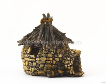 Miniature Fairy Garden House Twig Roof, Miniature House, Fairy House, Gnome House