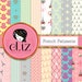 Paris digital paper, french digital paper 'french patisserie' paris backgrounds, france scrapbook paper x 16