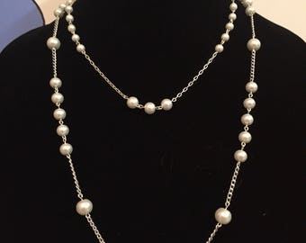 Double Strand Faux Pearl Necklace