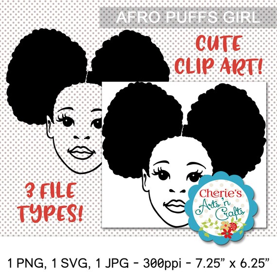 Afro Puffs Little Girl Natural Hair Silhouettes Little