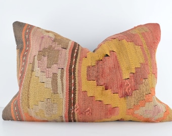 16x24 Decorative Kilim Pillow, Lumbar Pillow, Bohemian Kilim Pillow, Home Decor, Throw Pillow, Kilim Pillow Case, 16x24 inch Kilim Pillow