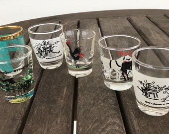 Lot of six vintage shot glasses