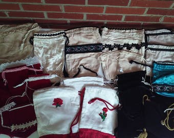 Victorian velvet and velveteen reticules/drawstring bags