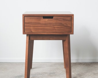 Ventura Nightstand / Bedside Table - Solid Walnut - Tapered Leg - Available in other woods
