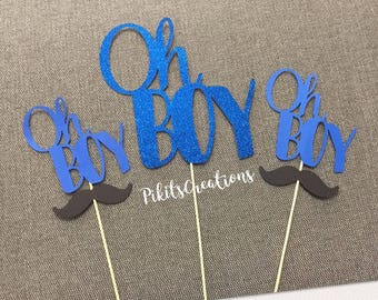 Oh boy baby shower cake topper (glitter)