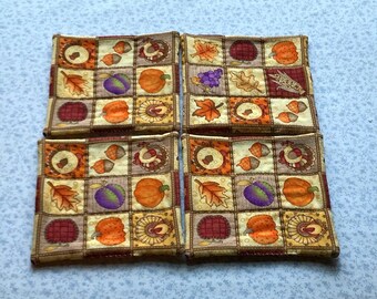 fall harvest hand quilted set of mug rugs coasters