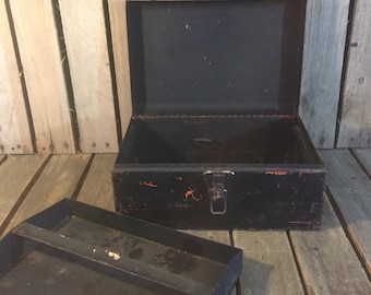 Vintage Black Toolbox with Tray