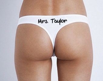 Bridal Thong, Custom Wedding Thong, Newly Engaged, Personalized Underwear, Wedding Panties, Custom G-String, Sexy Thong, Wedding Gift
