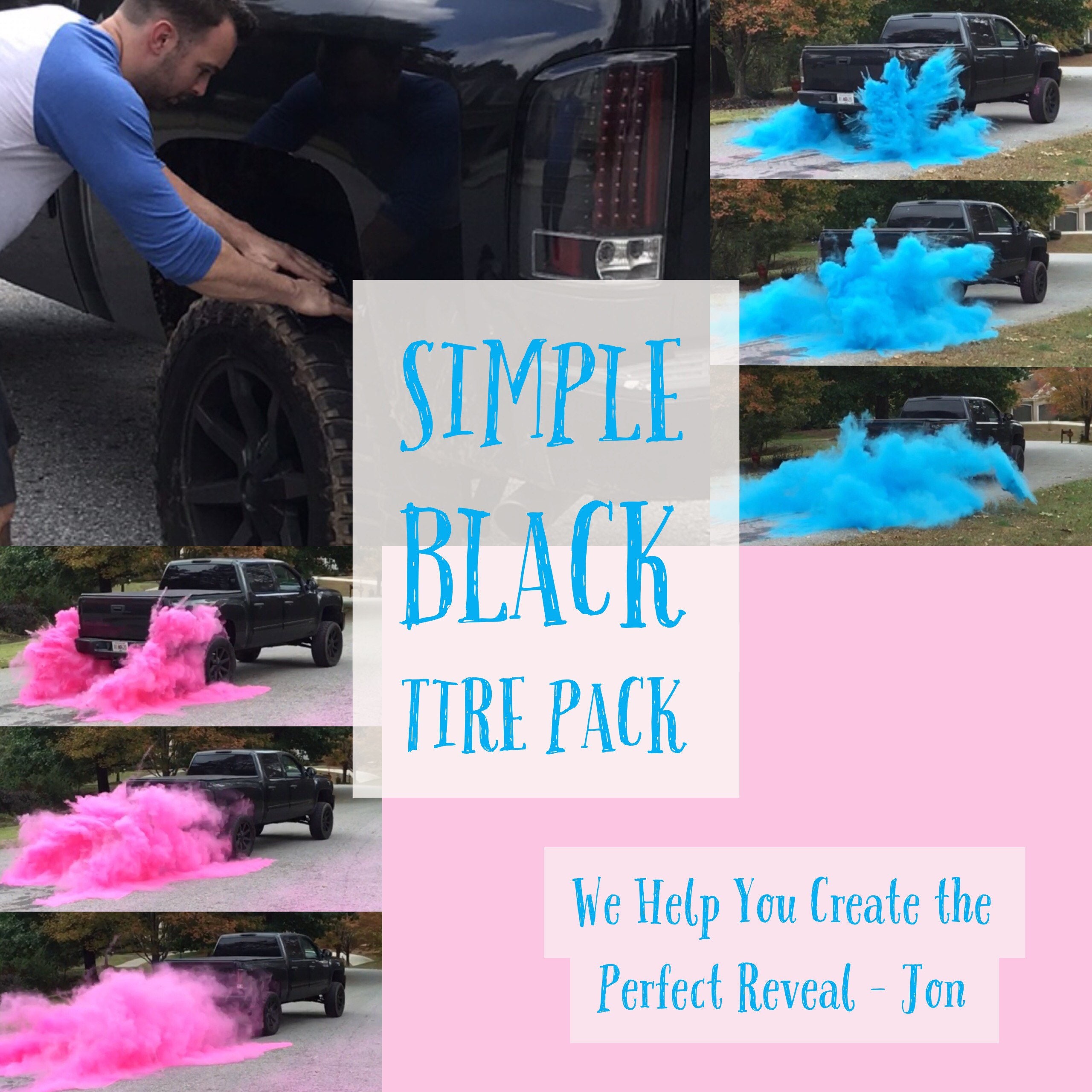 BURNOUT Gender Reveal Simple Black Tire Pack for Peel Outs ...