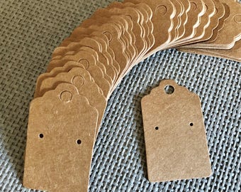 50 Kraft Earring Display Cards Brown Scalloped Edge 3x5cm