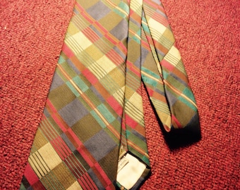 60's patterned tie - abstract prijt vintage tie - made by Beau Brummel