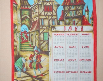 Vintage 1968 calendar tea TOWEL
