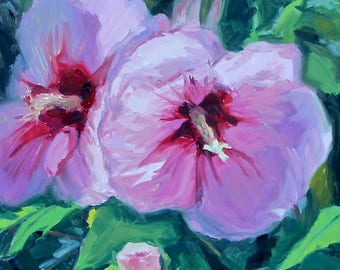 Morning Flowers 2- Original Oil Painting on 10x10 inch Ampersand Gessobord