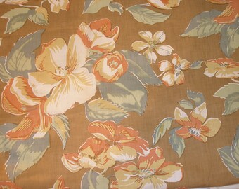 Large Orange and Taupe floral