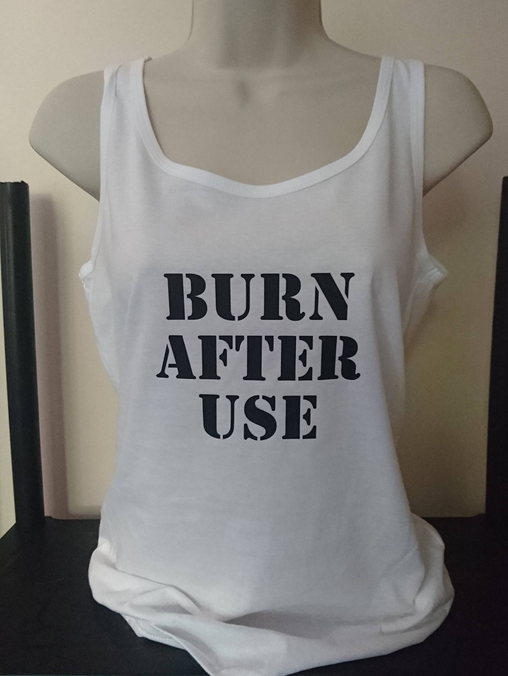 Ladies Harley Quinn Burn After Use Vest Top Geek Gift Geek