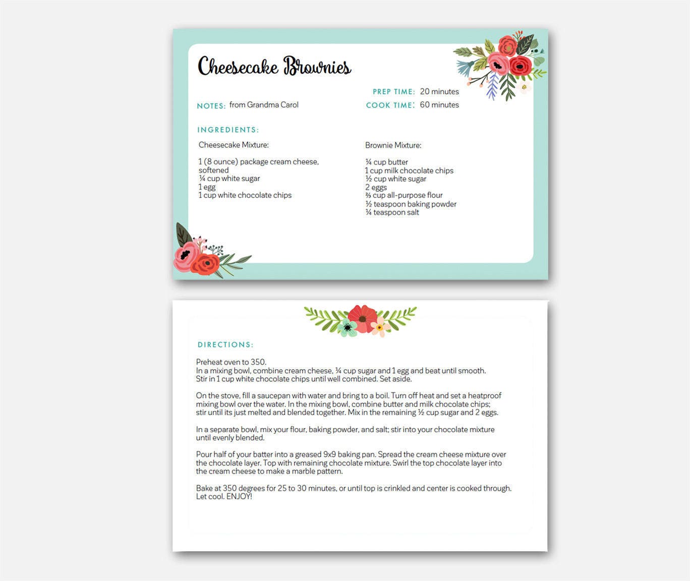 editable recipe cards