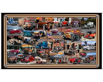 Hot Rod USA Panel by Quilting Treasures