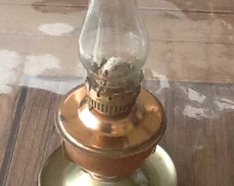 Copper Hurricane Lamp / French Hurricane Lamp / Vintage French Lamp / French Lamp / Vintage Lamp / Copper Oil Lamp / Copper Glass Lamp