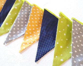 Fabric bunting Garland Bunting 12 flags Fabric banner Baby gift Nursery decor