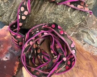 Patterned Hand Dyed Silk Ribbon