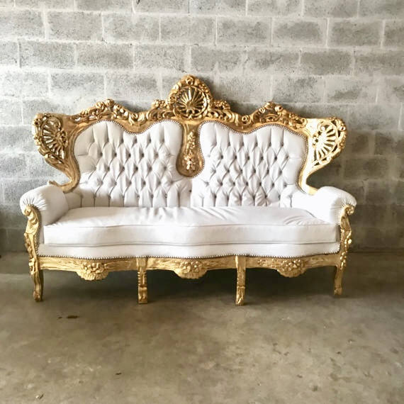Italian Antique Furniture Large Throne Chair Settee Rococo Tufted Italian Antique Furniture Large Throne Chair Settee Rococo Tufted Sofa *3 Piece Avail Tufted Chair White Leather Baroque Tufted Chair French - Italian Antique Furniture Large Throne Chair Settee Rococo Tufted
