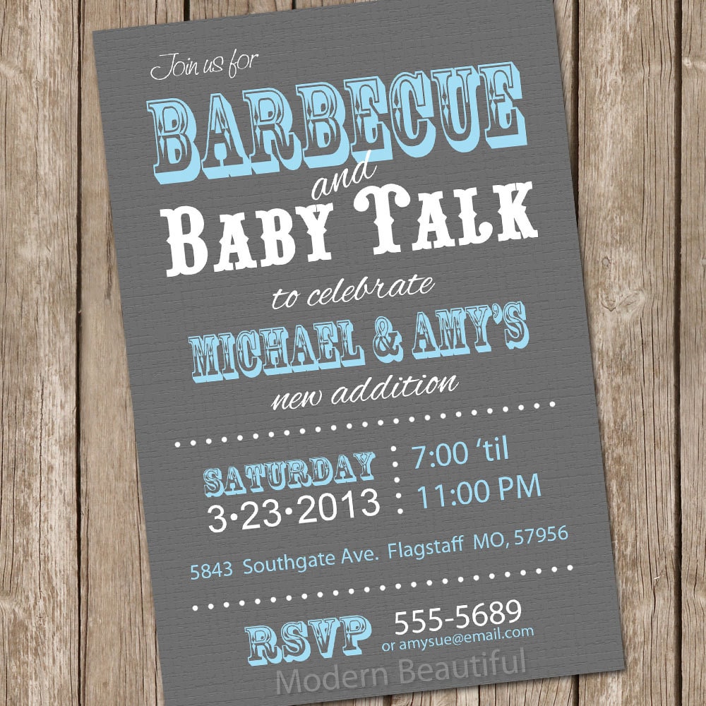 Barbecue Baby Shower Invitation Bbq Baby Shower Invitation