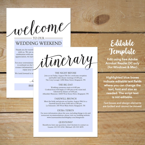 free wedding welcome letter template