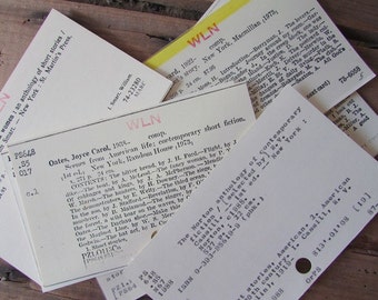 Vintage Library Card Catalogue Set of 20 Cards