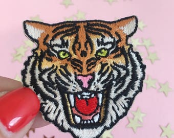 Tiger Head Patch, Iron On, Embroidered Patches, Roar, Feminist, Wildflower + Co.