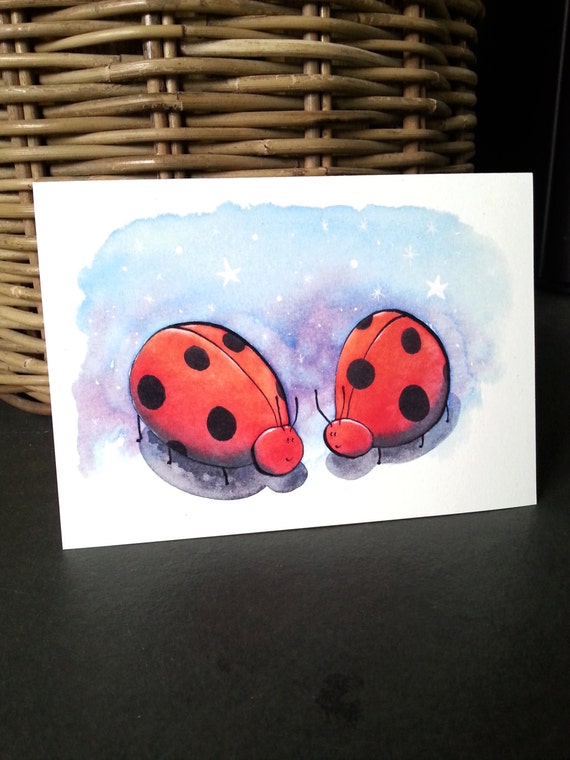 Ladybird Card Greetings Card Blank Greetings Card Art 