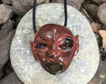 Red Goblin Head Pendant (Borosilicate Glass)