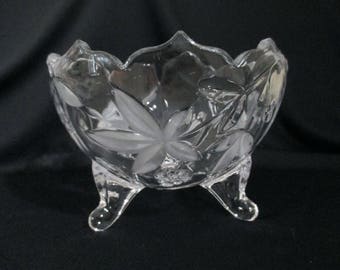 Vintage Footed Candy Dish Potpourri Dish Etched