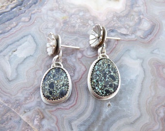 New Lander Turquoise Post Asymmetrical Sterling Silver Earrings