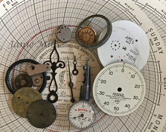 Machinist gauges, tester, dials, watch and clock parts, paper ammeter chart