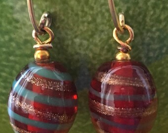 Hand Painted Red Pierced Earrings