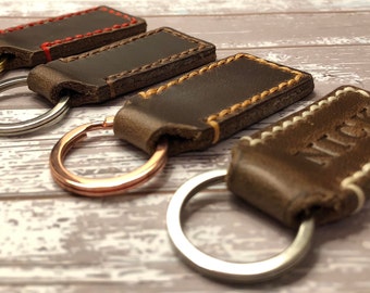Personalized Keychain | Keychain for Men | Custom Leather Keychain | Womens Key fob | Personalized Brown Leather Key Chain | Mens Custom |