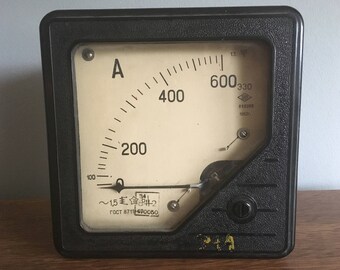 Soviet Vintage Ammeter, Vintage Ampermeter, Industrial Design, Bakelite Ammeter.
