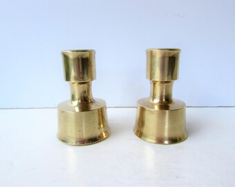 Mid Century Modern Brass Dansk Candleholders - Solid Brass Dansk - Scandinavian Design - Made in Finland - Modern Clean Lines -