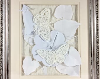 Moonflower Moths - Embossed Paper 3D Sculpted Wall Hanging