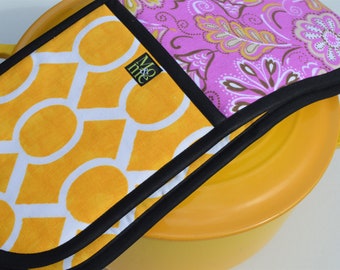 Double Oven Mitt Handmade Pot Holder Colorful Kitchen Accent Decor/ Heat Resistant Oven Gloves Housewarming Gift