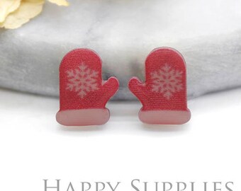 4pcs (2 Pairs) Laser Cut Mini Acrylic Resin Golve Laser Cut Jewelry Pendant / Charm, Fit For Earring, Ring (AR147)