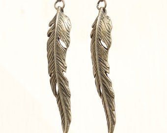 Brass Earrings Leaf Earrings Leaves Earrings Dangle Drop Boho Earrings Bohemian Jewelry Long Earrings Gift For Her Gift For women