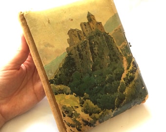 Small Victorian Photo Album Mountain Top Castle Scene
