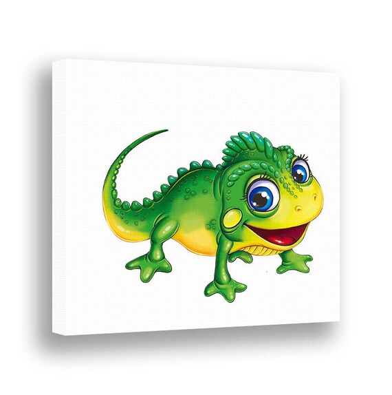 Items similar to Iguana Wall Art Reptile Animal Nursery Wall Decor Rainforest Lizard Art Kids