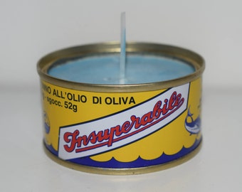 Sea Breeze-Scented Italian Tuna Can Candle. Eco-friendly soy wax candle