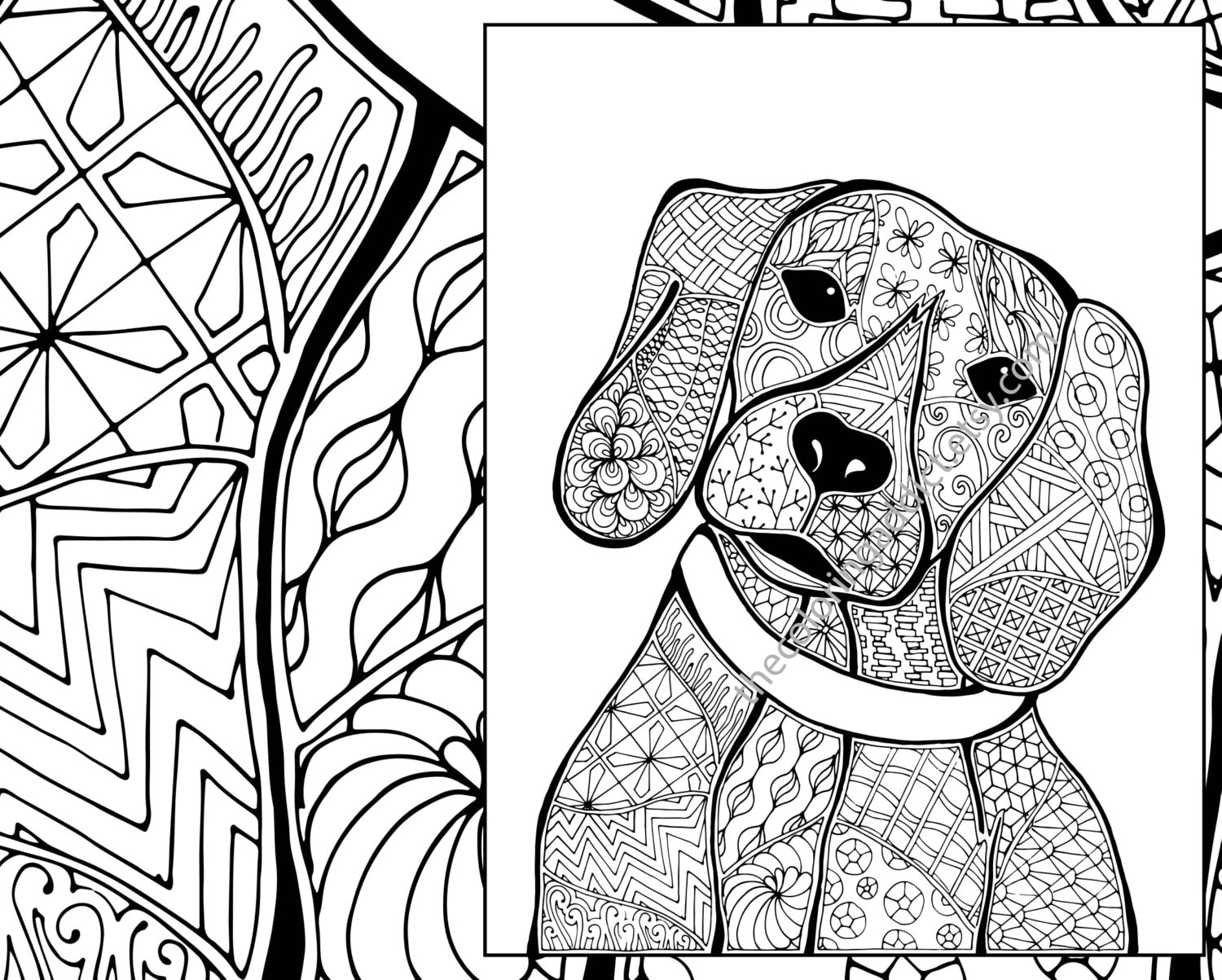 Download zentangle dog colouring page animal colouring zentangle