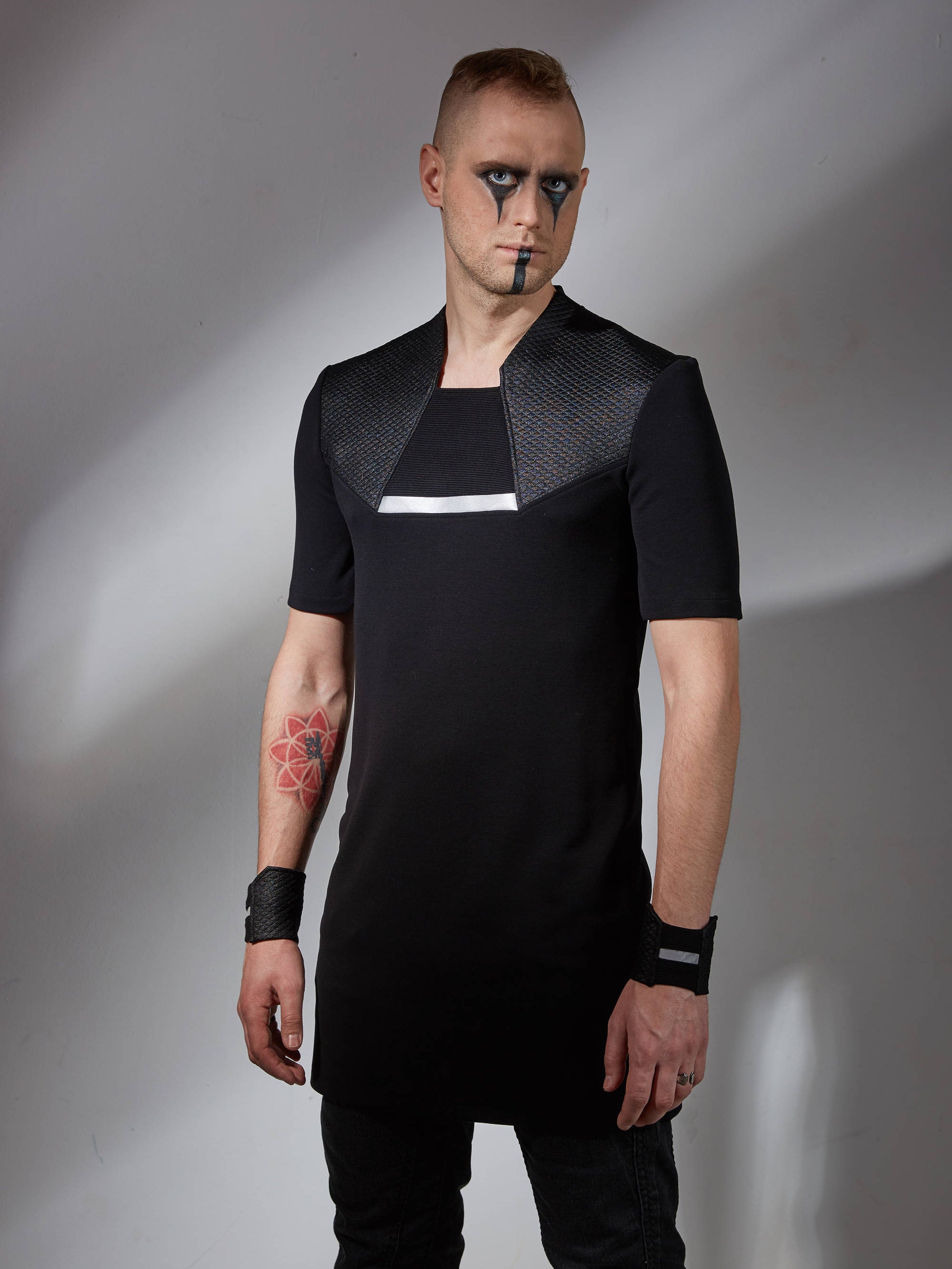  Futuristic clothing  longline t shirt cyberpunk shirt mens long