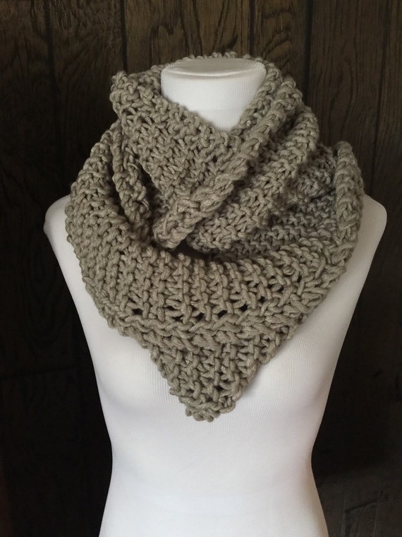 Outlander Inspired Hand Knit Infinity Scarf with Eyelet Braid