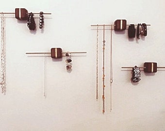 Walnut and Ash wall mounted Jewelry Holder